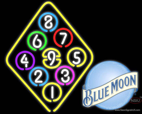 Blue Moon Ball Billiard Rack Pool Neon Beer Sign 