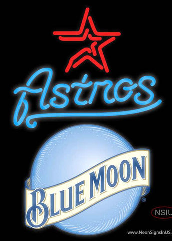 Blue Moon Houston Astros MLB Real Neon Glass Tube Neon Sign 