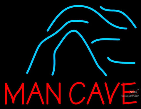 Blue Waves Red Man Cave Neon Beer Sign 