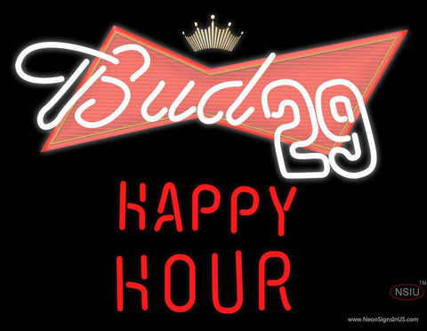 Bud  Happy Hour Real Neon Glass Tube Neon Sign 