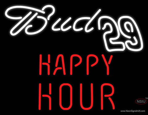 Bud  Happy Hour Real Neon Glass Tube Neon Sign 