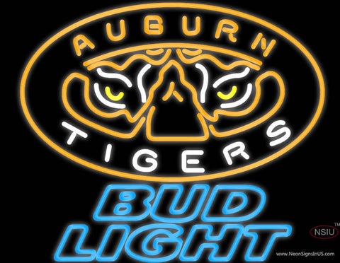 Bud Light Auburn Tigers Real Neon Glass Tube Neon Sign 