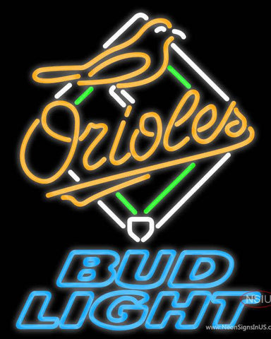 Bud Light Baltimore Orioles MLB Real Neon Glass Tube Neon Sign 