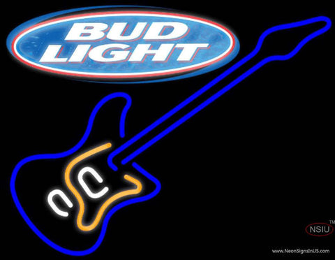Bud Light Blue Electric GUITAR Real Neon Glass Tube Neon Sign 