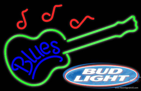 Bud Light Blues GUITAR Real Neon Glass Tube Neon Sign  7 