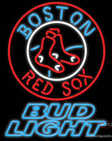 Bud Light Boston Red Sox MLB Real Neon Glass Tube Neon Sign 
