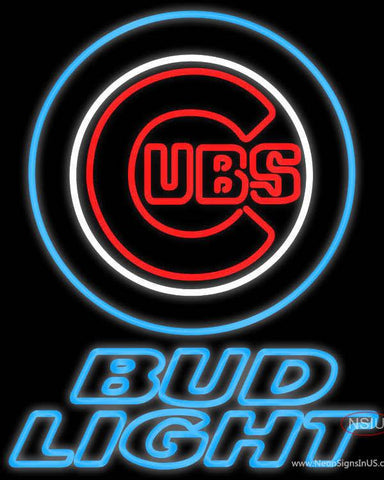 Bud Light Chicago Cubs MLB Real Neon Glass Tube Neon Sign 