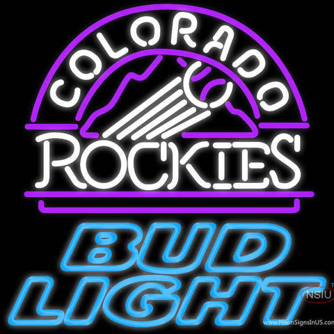 Bud Light Colorado Rockies MLB Real Neon Glass Tube Neon Sign 