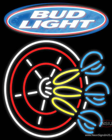 Bud Light Darts Pin Real Neon Glass Tube Neon Sign 