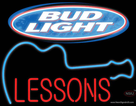Bud Light GUITAR Lessons Real Neon Glass Tube Neon Sign 