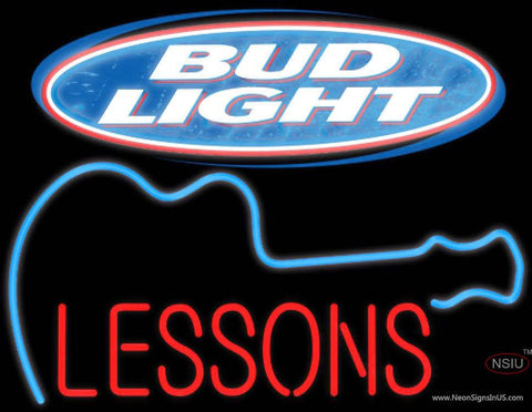Bud Light GUITAR Lessons Real Neon Glass Tube Neon Sign