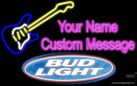 Bud Light GUITAR Logo Real Neon Glass Tube Neon Sign 