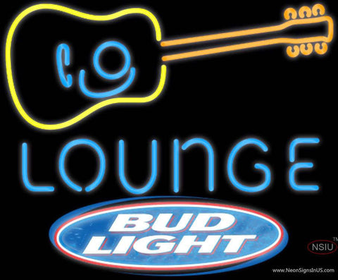 Bud Light GUITAR Lounge Real Neon Glass Tube Neon Sign