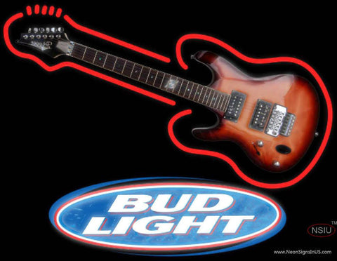 Bud Light Guitar Real Neon Glass Tube Neon Sign  7 