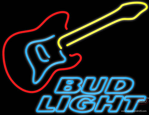 Bud Light Guitar Real Neon Glass Tube Neon Sign 