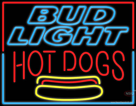 Bud Light Hotdogs Real Neon Glass Tube Neon Sign 