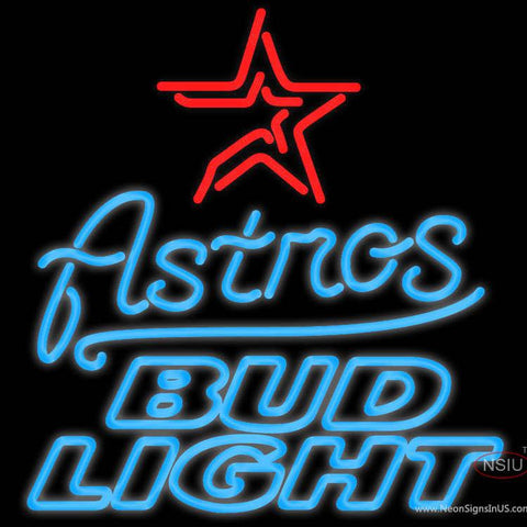 Bud Light Houston Astros MLB Real Neon Glass Tube Neon Sign 