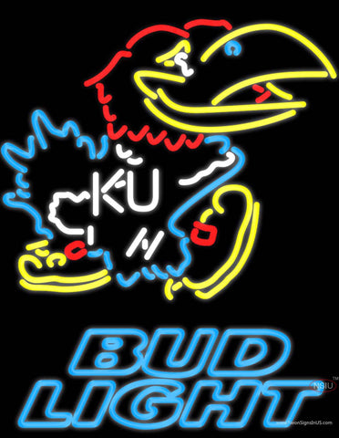 Bud Light Kansas Jayhawks Logo Real Neon Glass Tube Neon Sign 