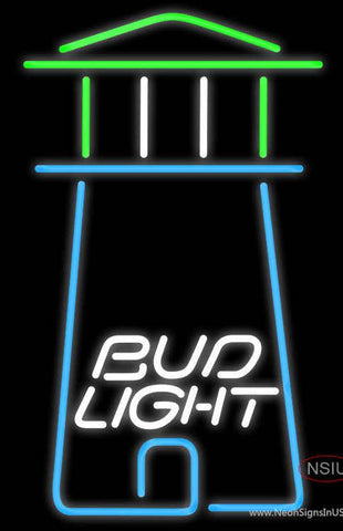 Bud Light Lighthouse Art Real Neon Glass Tube Neon Sign 