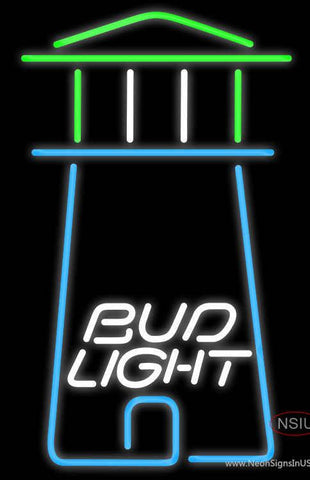 Bud Light Lighthouse Art Real Neon Glass Tube Neon Sign
