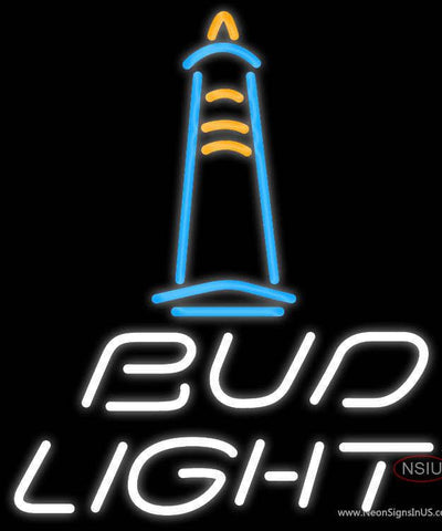 Bud Light Lighthouse Real Neon Glass Tube Neon Sign 