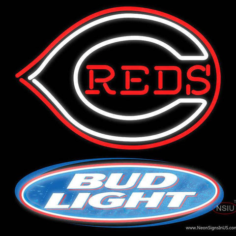 Bud Light Logo Cincinnati Reds MLB Real Neon Glass Tube Neon Sign x 