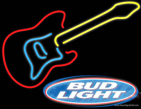 Bud Light Logo Guitar Real Neon Glass Tube Neon Sign 