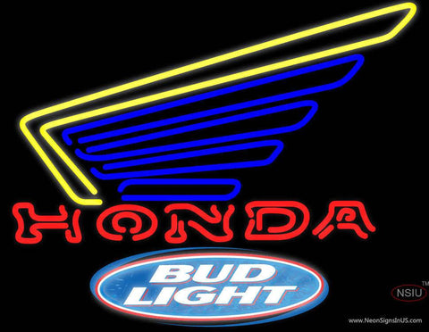 Bud Light Logo Honda Motorcycles Gold Wing Real Neon Glass Tube Neon Sign 