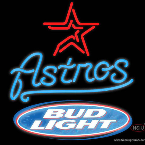 Bud Light Logo Houston Astros MLB Real Neon Glass Tube Neon Sign x 