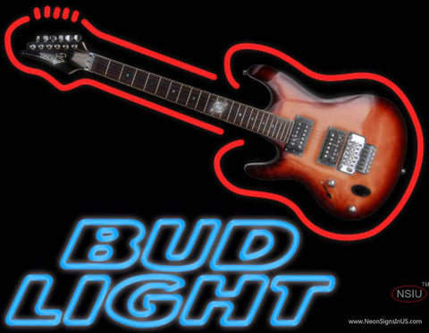 Bud Light Neon Guitar Real Neon Glass Tube Neon Sign 