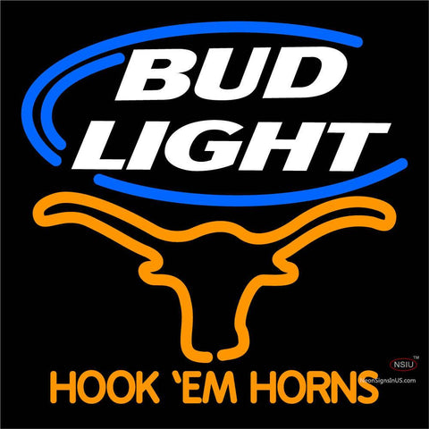 Bud Light Texas Longhorns Hook Em Horns Neon Sign 