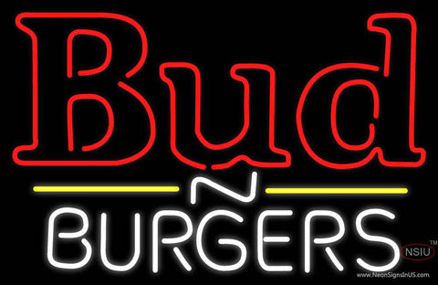 Bud N Burgers Real Neon Glass Tube Neon Sign 