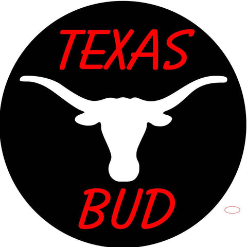 Bud Red Texas White Longhorn Neon Beer Sign 