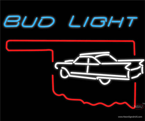 Budlight Oklahoma Car White Real Neon Glass Tube Neon Sign 