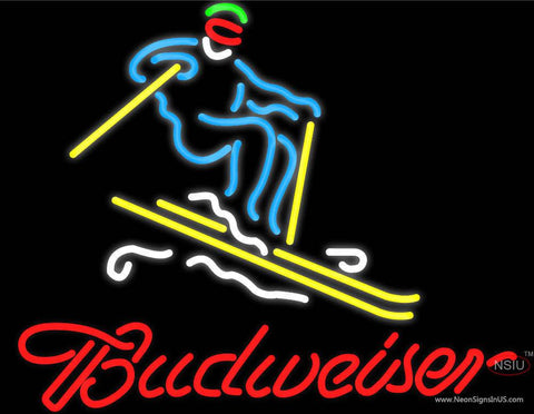 Budweiser Skier Real Neon Glass Tube Neon Sign 