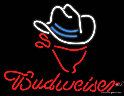 Budweiser Cowboy Hat Real Neon Glass Tube Neon Sign 