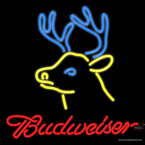 Budweiser Deer Hunting Real Neon Glass Tube Neon Sign 