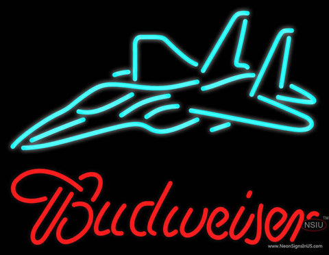 Budweiser Fighter Jet Real Neon Glass Tube Neon Sign 
