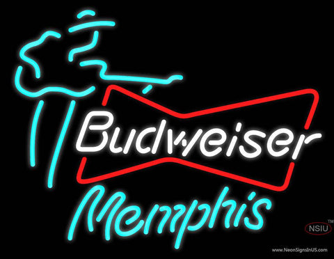 Budweiser Memphis Guitar Player Real Neon Glass Tube Neon Sign 