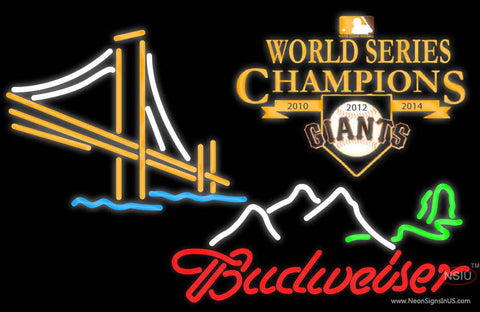 Budweiser Mountain Golden Gate SF Giants World Series Real Neon Glass Tube Neon Sign 