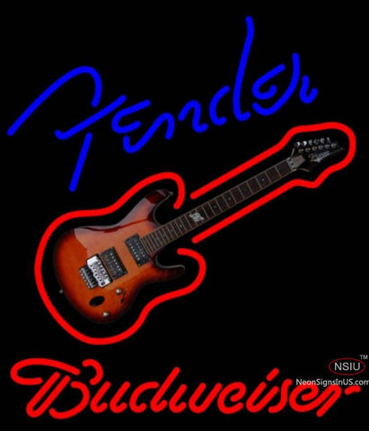 Budweiser Neon Fender Blue Red Guitar Neon Sign   