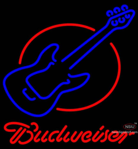 Budweiser Neon Red Round Guitar Neon Sign   