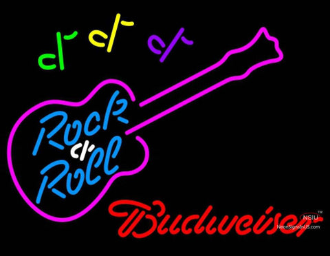 Budweiser Neon Rock N Roll Pink Guitar Neon Sign   