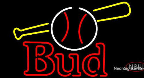 Bud Baseball And Bat Neon Beer Sign 