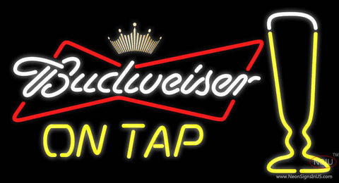Budweiser On Tap Wine Glass Real Neon Glass Tube Neon Sign 