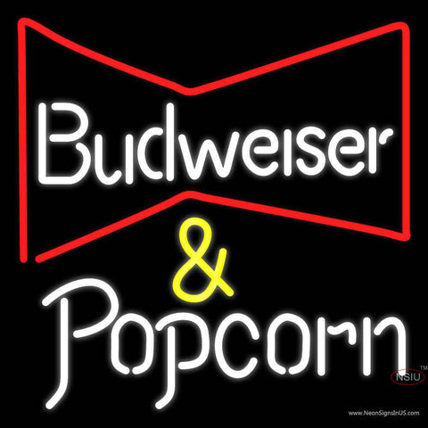 Budweiser Popcorn Real Neon Glass Tube Neon Sign 