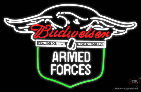 Budweiser Proud To Serve Who Serve Armed Forces Budweiser Real Neon Glass Tube Neon Sign 