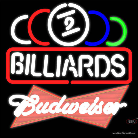 Budweiser Red Ball Billiards Text Pool Real Neon Glass Tube Neon Sign   x 