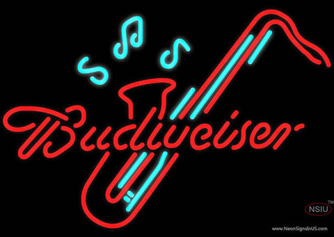 Budweiser Saxophone Real Neon Glass Tube Neon Sign 
