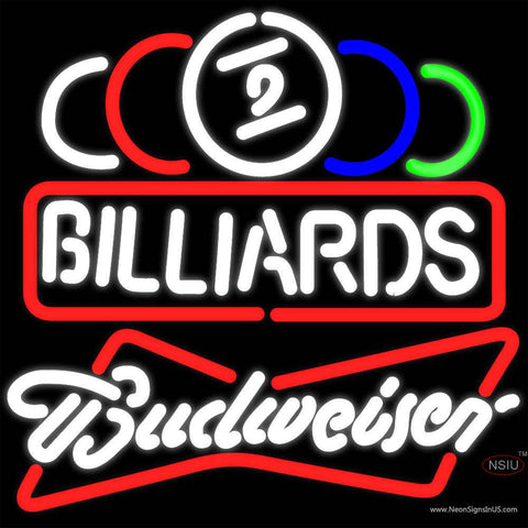 Budweiser White Ball Billiards Text Pool Real Neon Glass Tube Neon Sign   x 